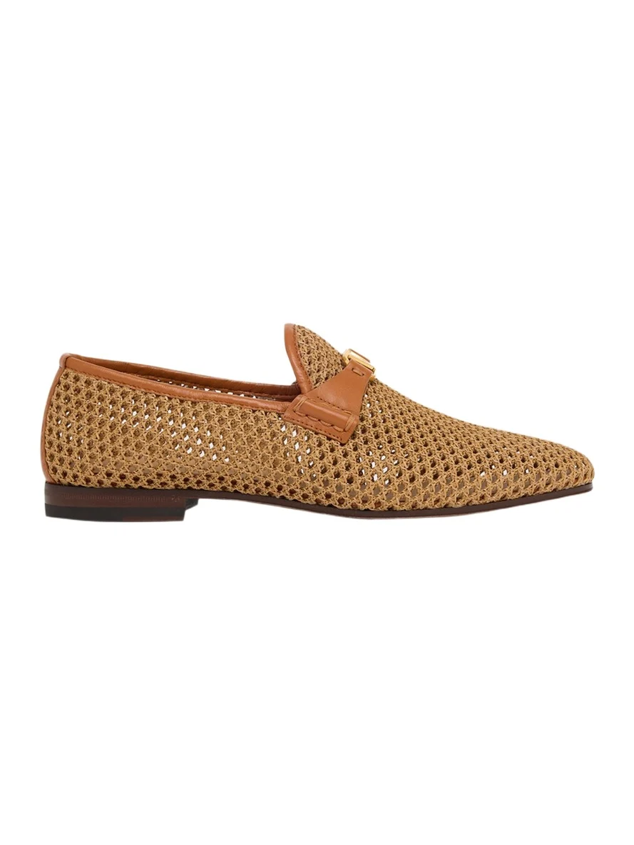 Valentino Garavani Men's V-Logo Raffia-Effect Loafers