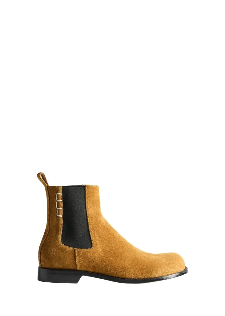 JW Anderson Men's Suede Loafer-Stitched Chelsea Boots