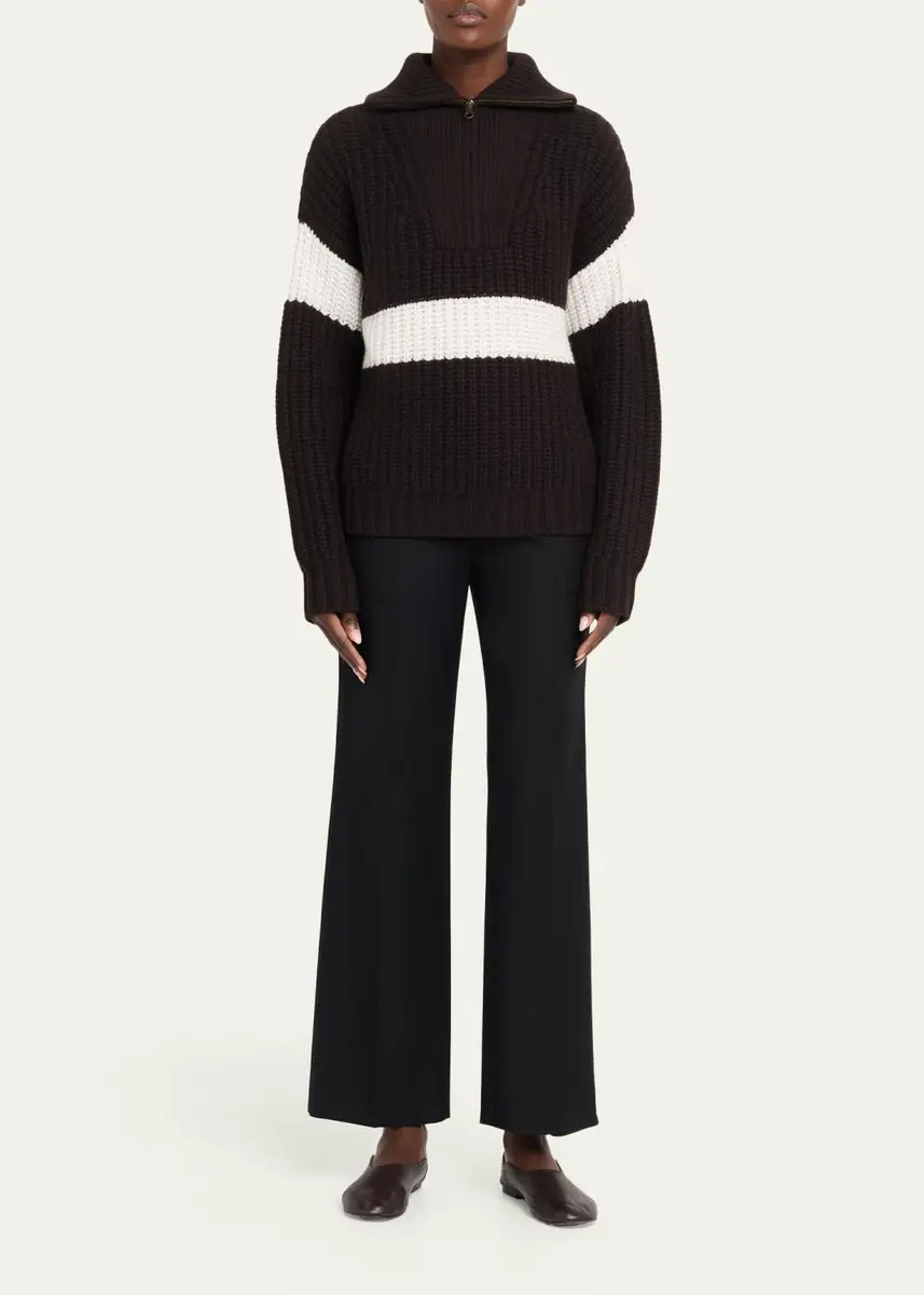 Lisa Yang Mavis Stripe Cashmere Rib Quarter-Zip Sweater | Thumbnail 2