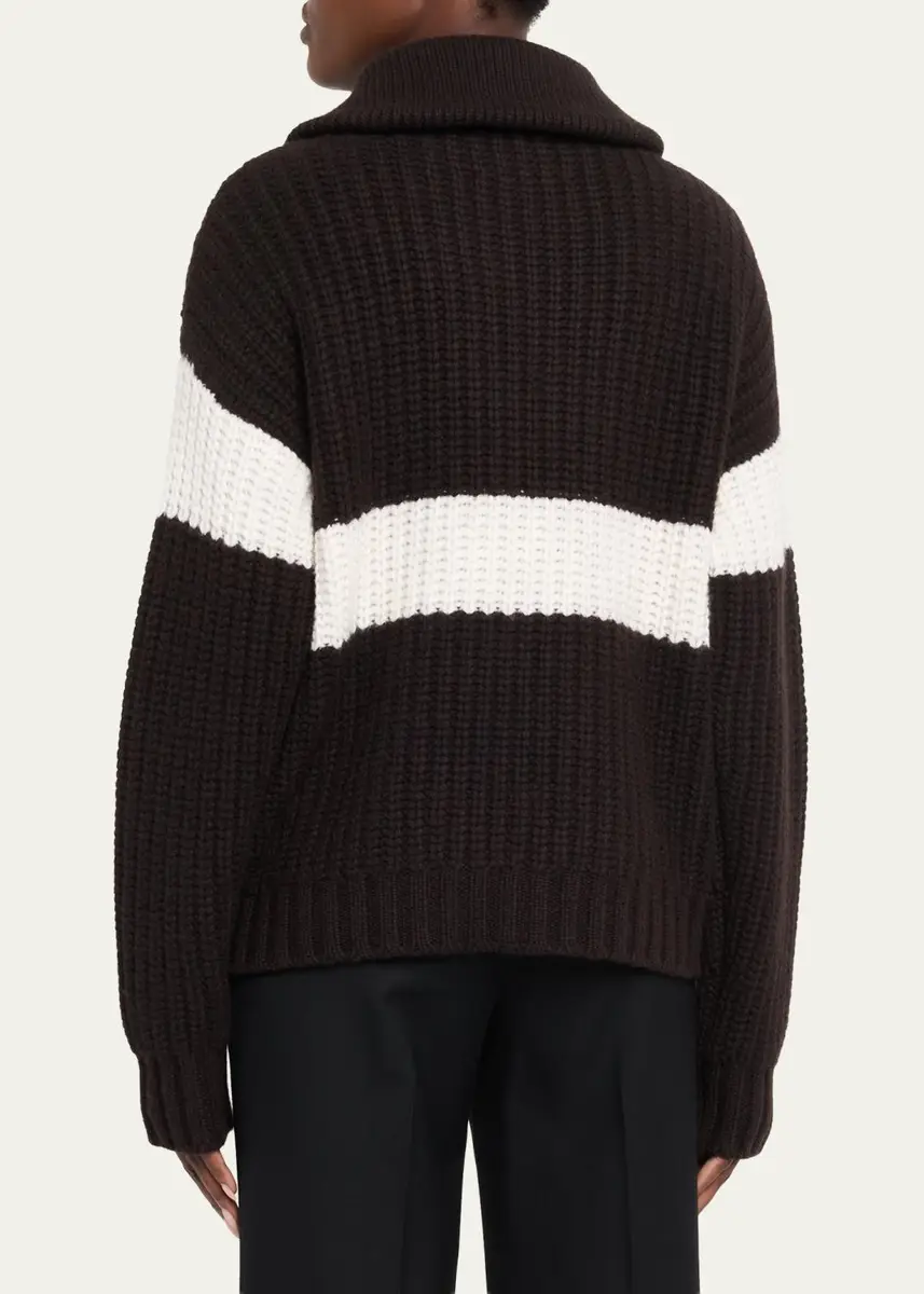 Lisa Yang Mavis Stripe Cashmere Rib Quarter-Zip Sweater | Thumbnail 3