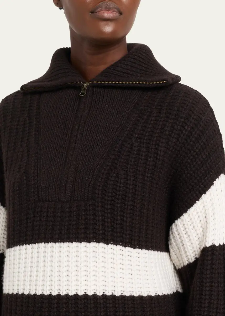 Lisa Yang Mavis Stripe Cashmere Rib Quarter-Zip Sweater | Thumbnail 5