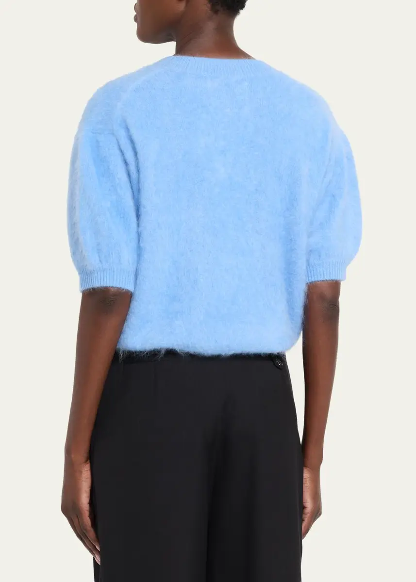 Lisa Yang Juniper Brushed Cashmere Short-Sleeve Sweater | Thumbnail 3