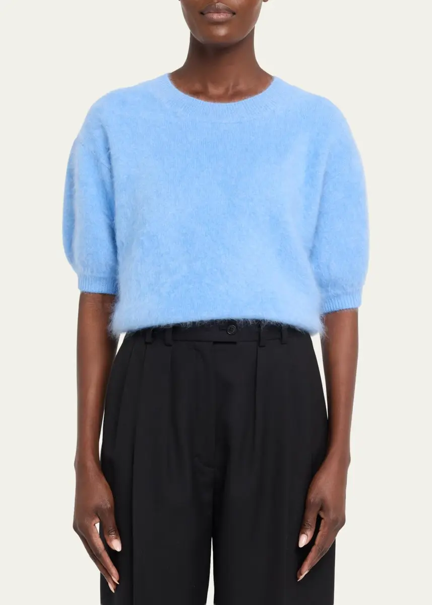 Lisa Yang Juniper Brushed Cashmere Short-Sleeve Sweater | Thumbnail 4