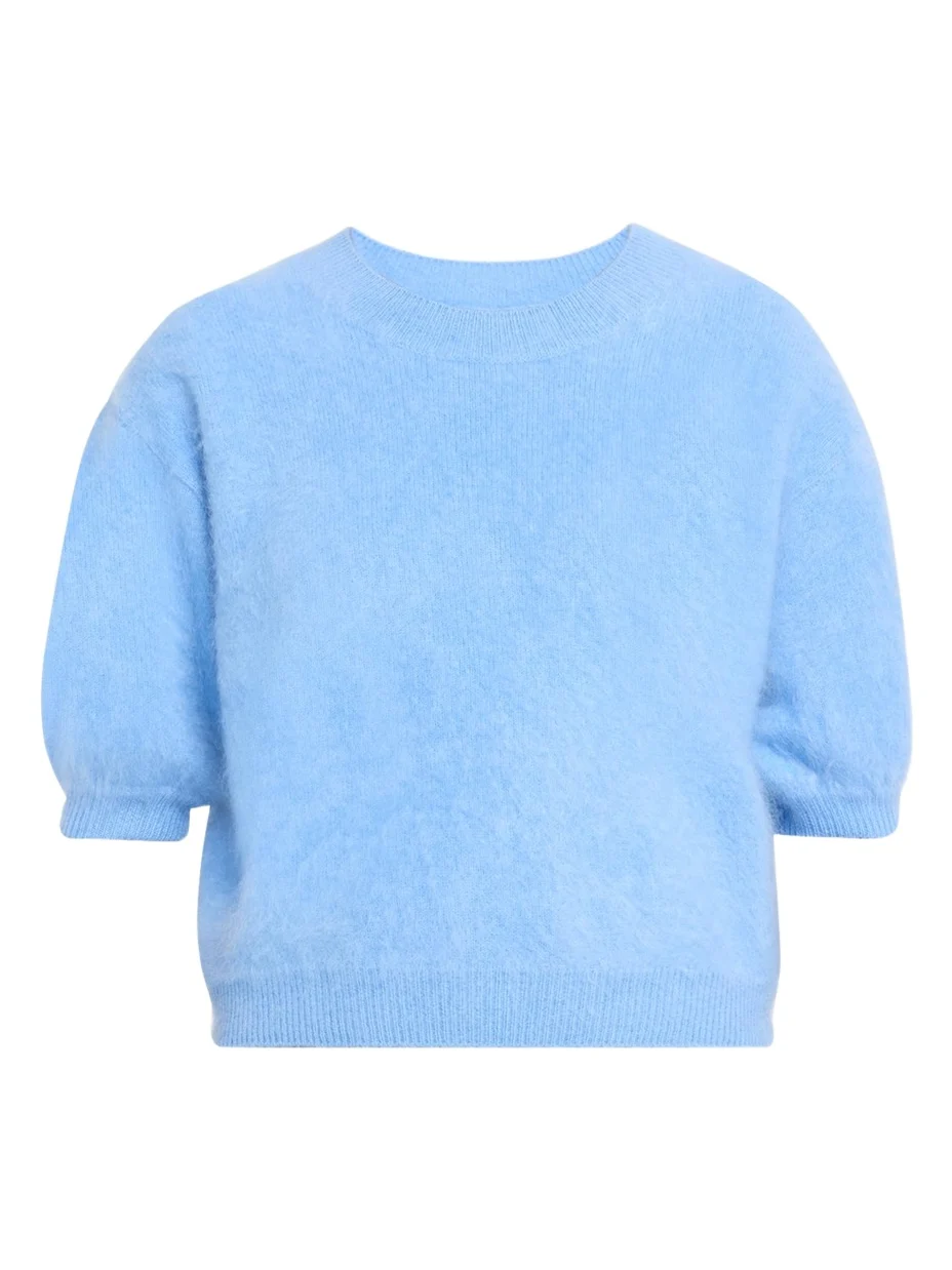 Juniper Brushed Cashmere Short-Sleeve Sweater Juniper Brushed Cashmere Short-Sleeve Sweater