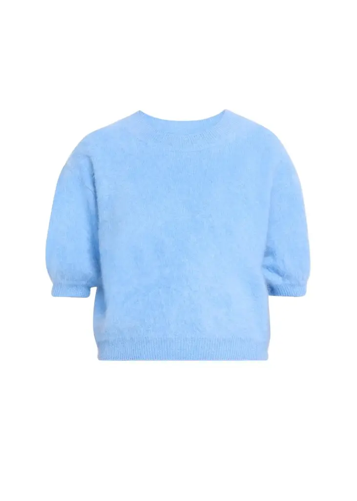 Juniper Brushed Cashmere Short-Sleeve Sweater Juniper Brushed Cashmere Short-Sleeve Sweater