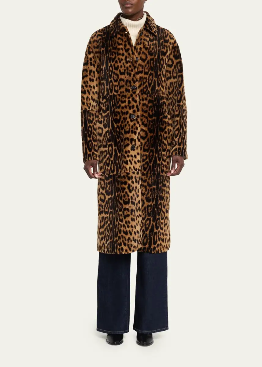 Nili Lotan Davelle Leopard-Print Lamb Shearling Coat | Thumbnail 4 Nili Lotan Davelle Leopard-Print Lamb Shearling Coat | Thumbnail 4