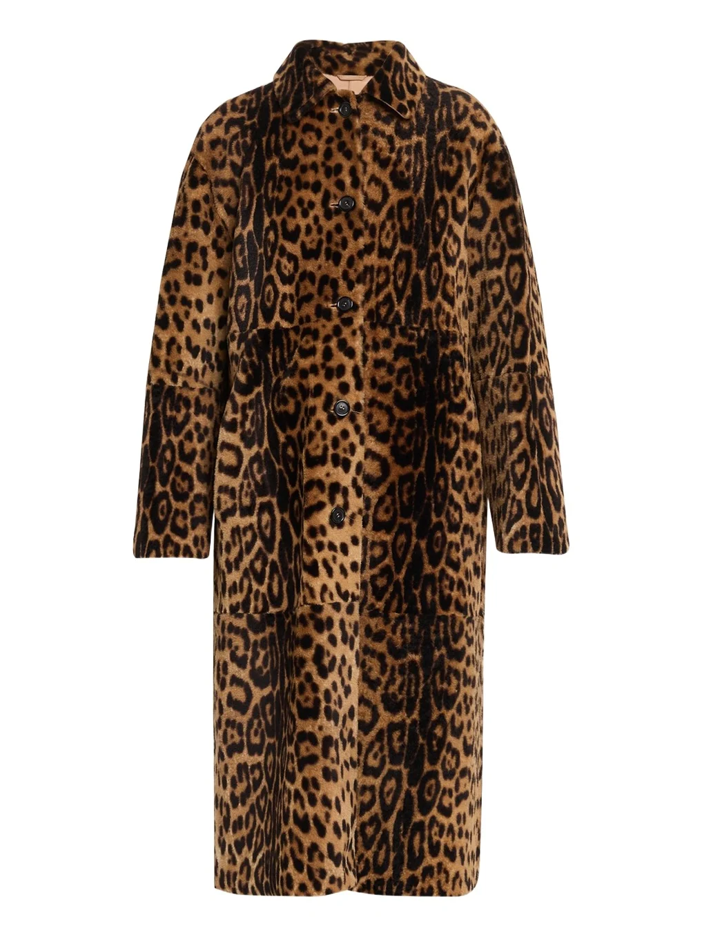 Davelle Leopard-Print Lamb Shearling Coat Davelle Leopard-Print Lamb Shearling Coat