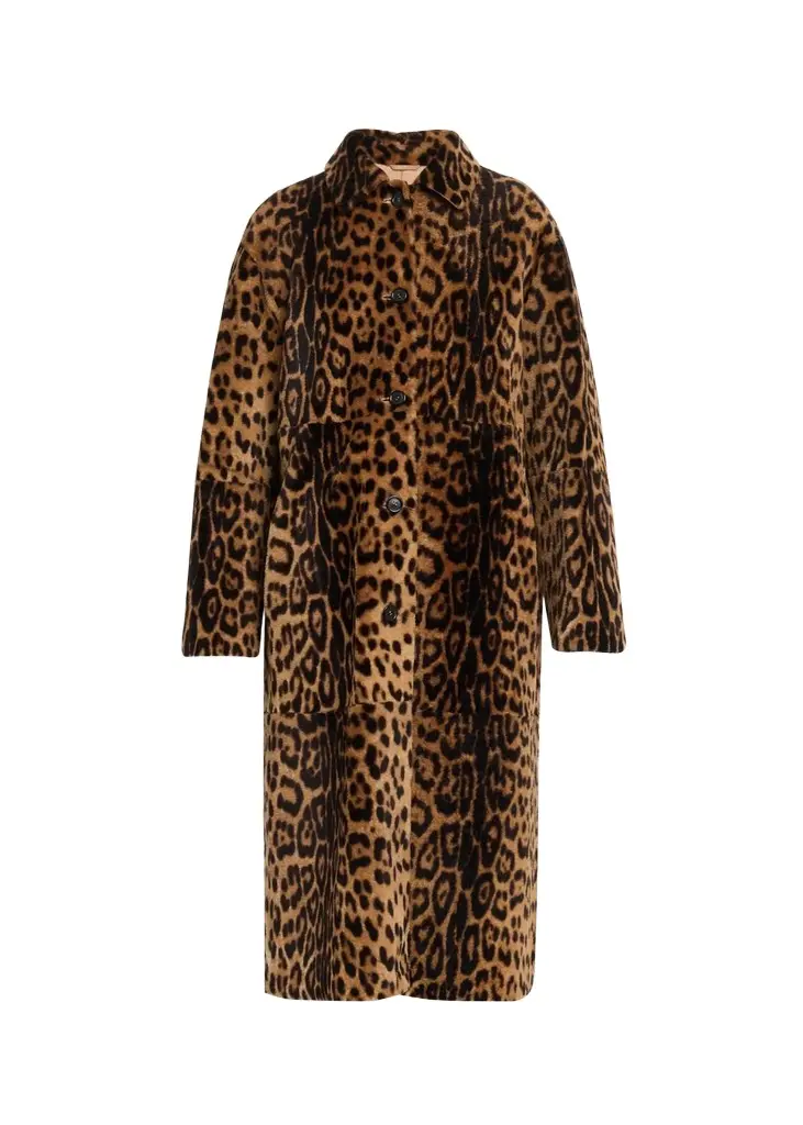 Nili Lotan Davelle Leopard-Print Lamb Shearling Coat