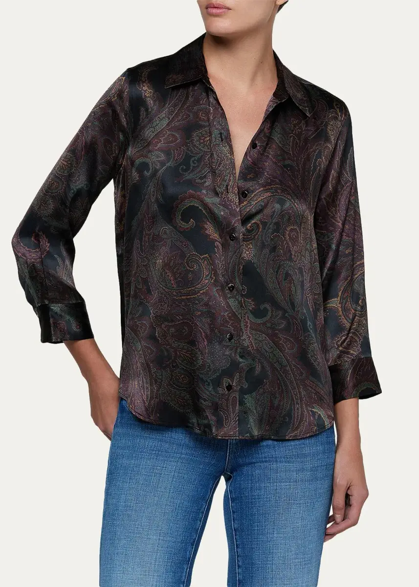 L'Agence Dani Paisley Silk 3/4 Sleeve Blouse | Thumbnail 4 L'Agence Dani Paisley Silk 3/4 Sleeve Blouse | Thumbnail 4