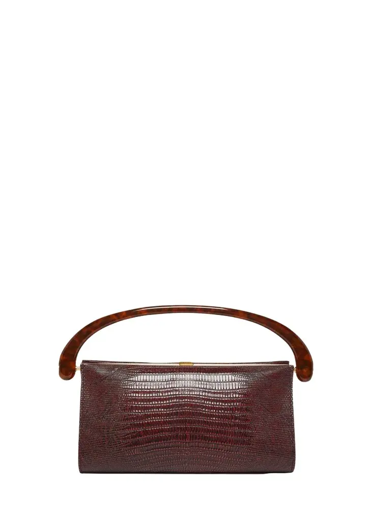 Dries Van Noten Lizard-Embossed Leather Top-Handle Bag