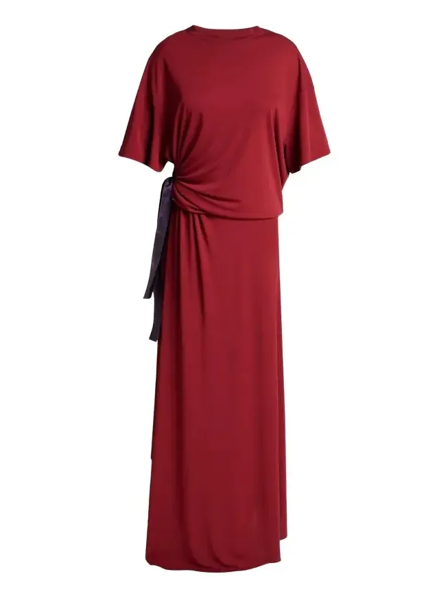 Gathered Blouson Maxi T-Shirt Dress