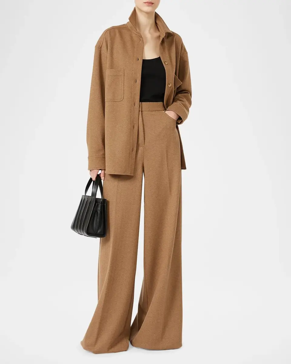 Max Mara Wool Herringbone Wide-Leg Trousers | Thumbnail 2