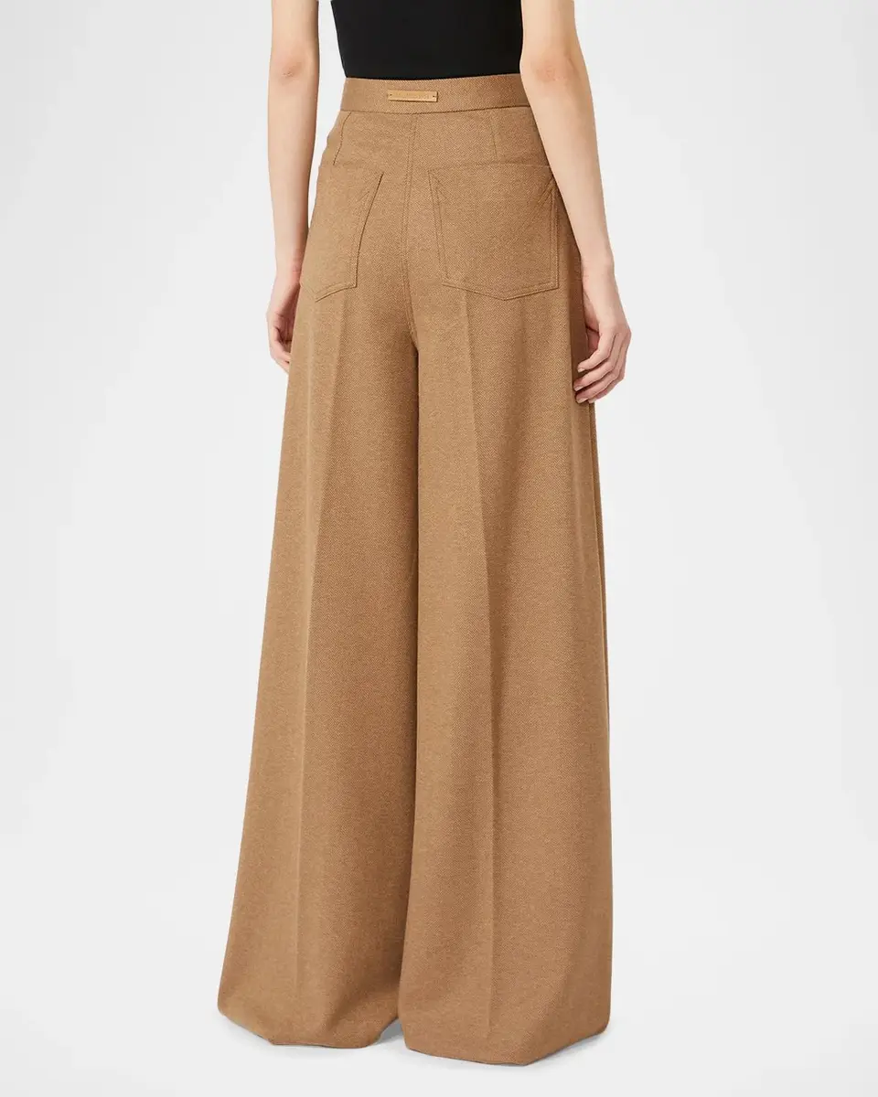 Max Mara Wool Herringbone Wide-Leg Trousers | Thumbnail 3