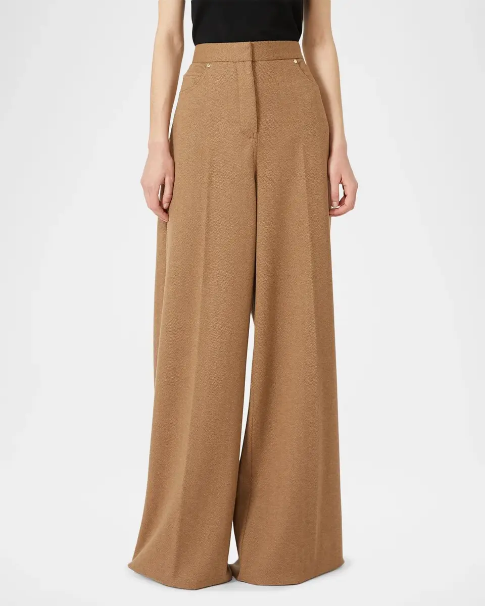 Max Mara Wool Herringbone Wide-Leg Trousers | Thumbnail 4
