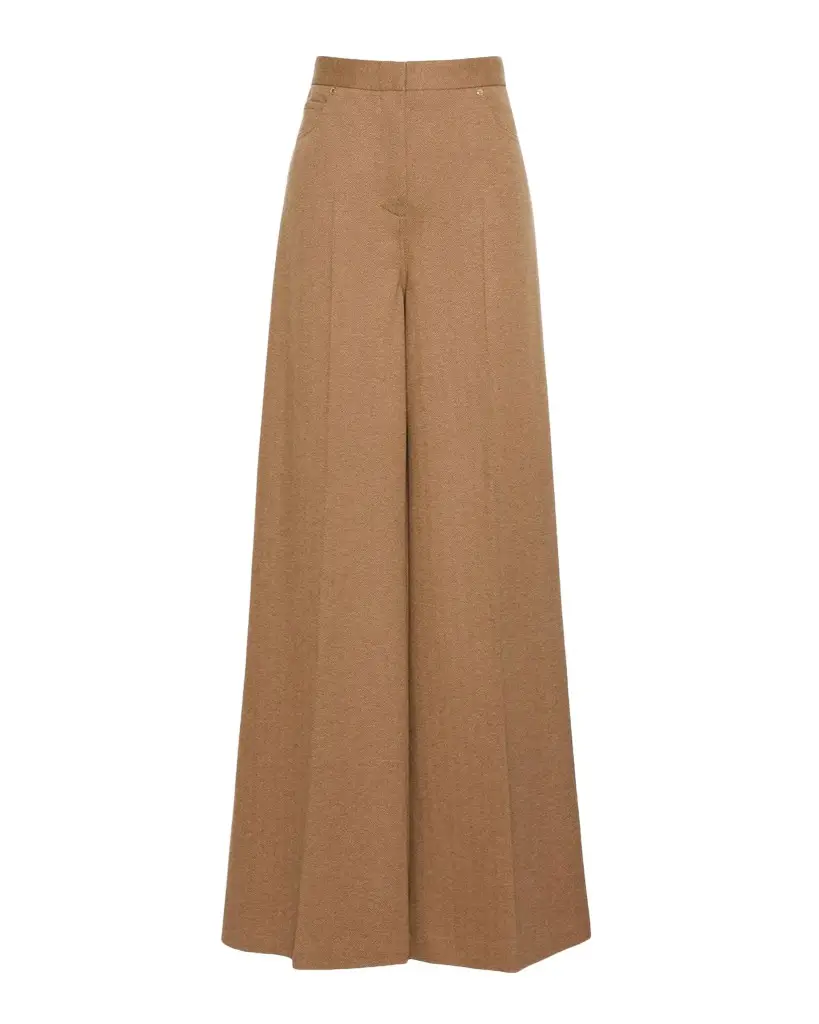 Max Mara Wool Herringbone Wide-Leg Trousers