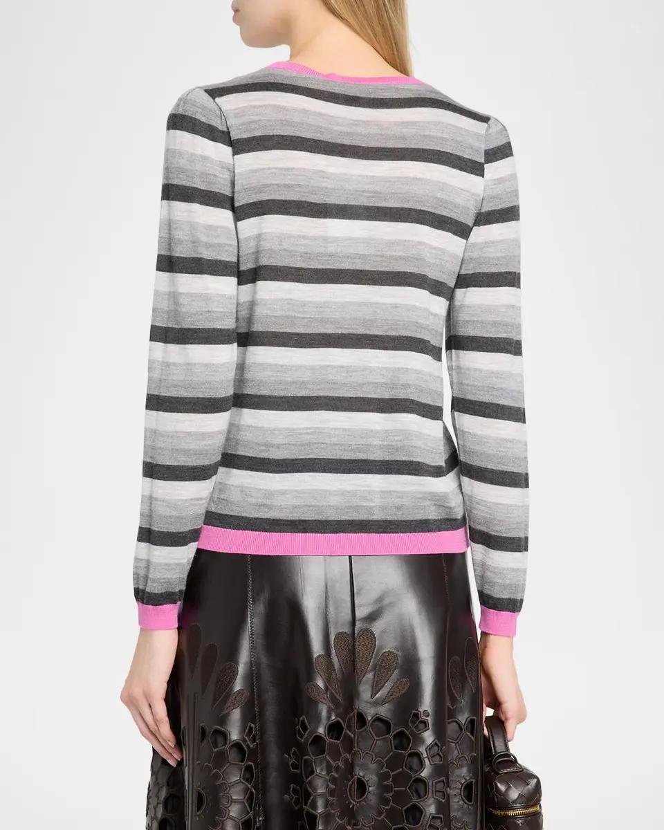 MAISON COMMON Striped Lightweight Wool Crewneck Sweater | Thumbnail 3 MAISON COMMON Striped Lightweight Wool Crewneck Sweater | Thumbnail 3