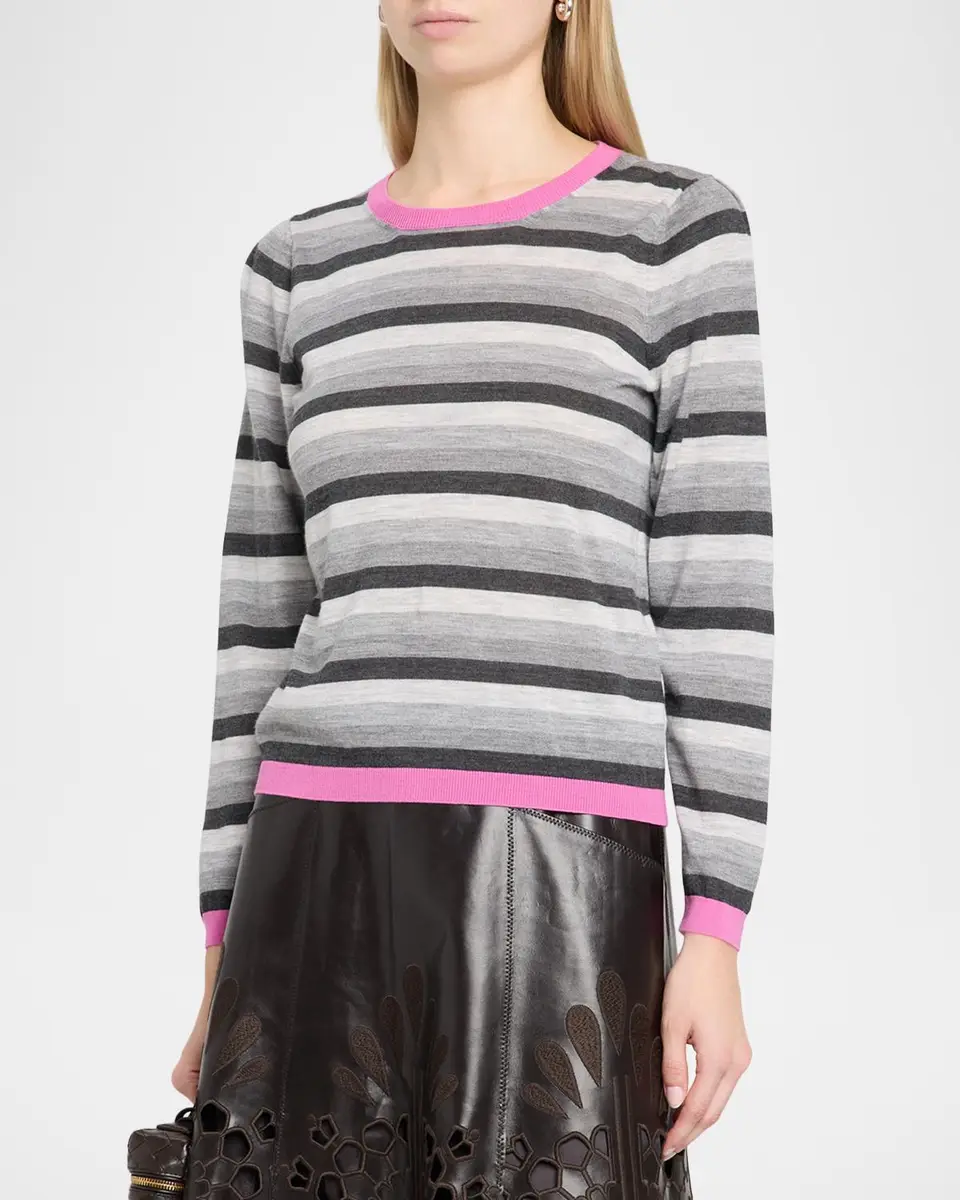MAISON COMMON Striped Lightweight Wool Crewneck Sweater | Thumbnail 4 MAISON COMMON Striped Lightweight Wool Crewneck Sweater | Thumbnail 4
