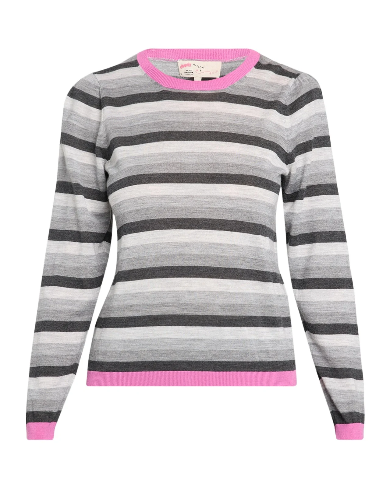 MAISON COMMON Striped Lightweight Wool Crewneck Sweater