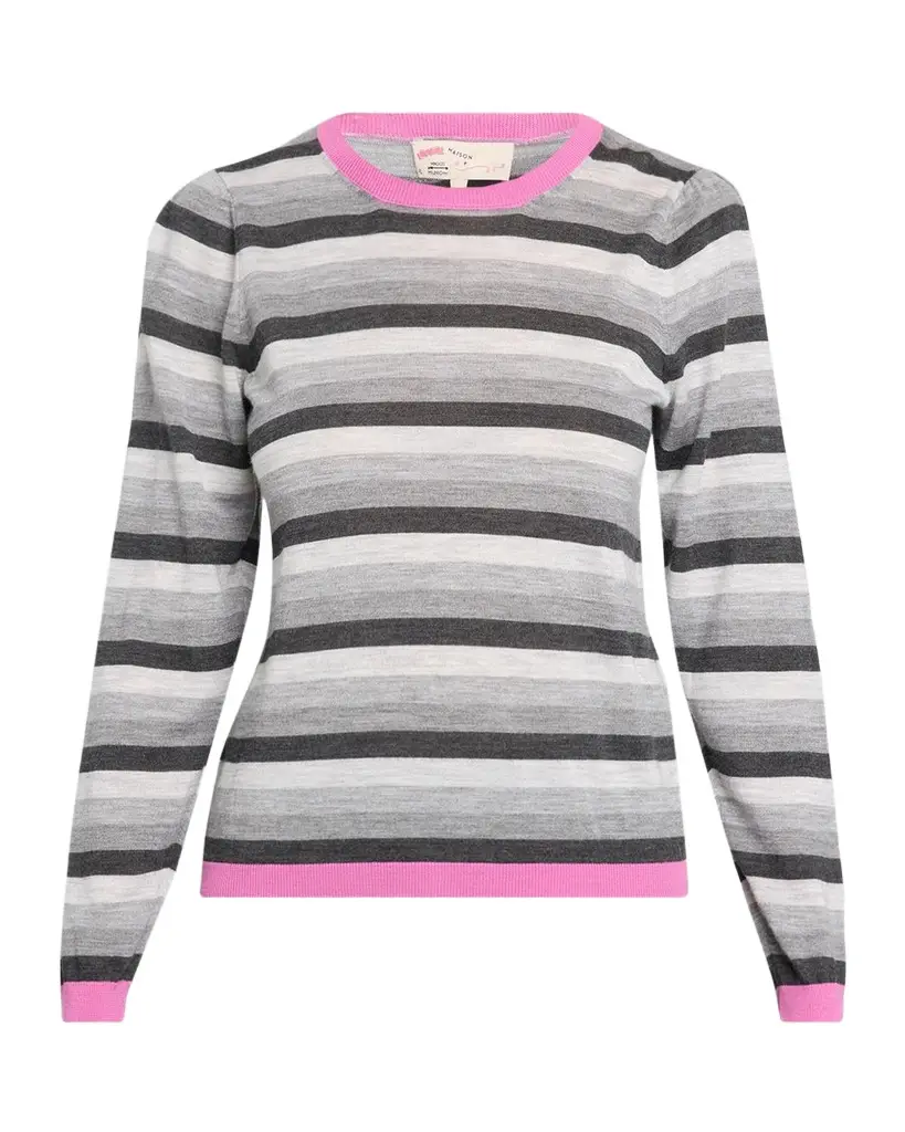 MAISON COMMON Striped Lightweight Wool Crewneck Sweater