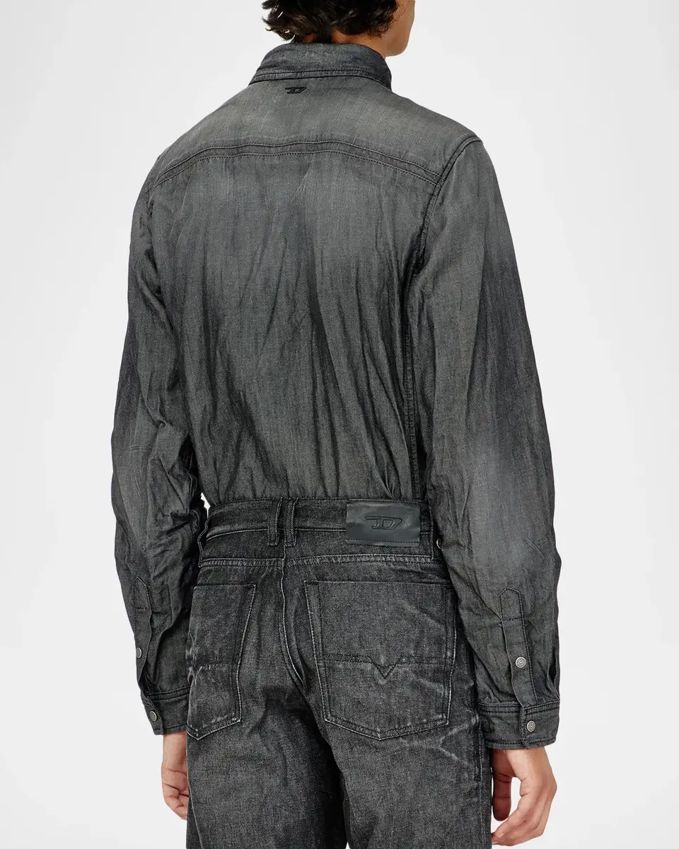 Diesel Men's Synar Washed Denim Button-Front Shirt | Thumbnail 3 Diesel Men's Synar Washed Denim Button-Front Shirt | Thumbnail 3