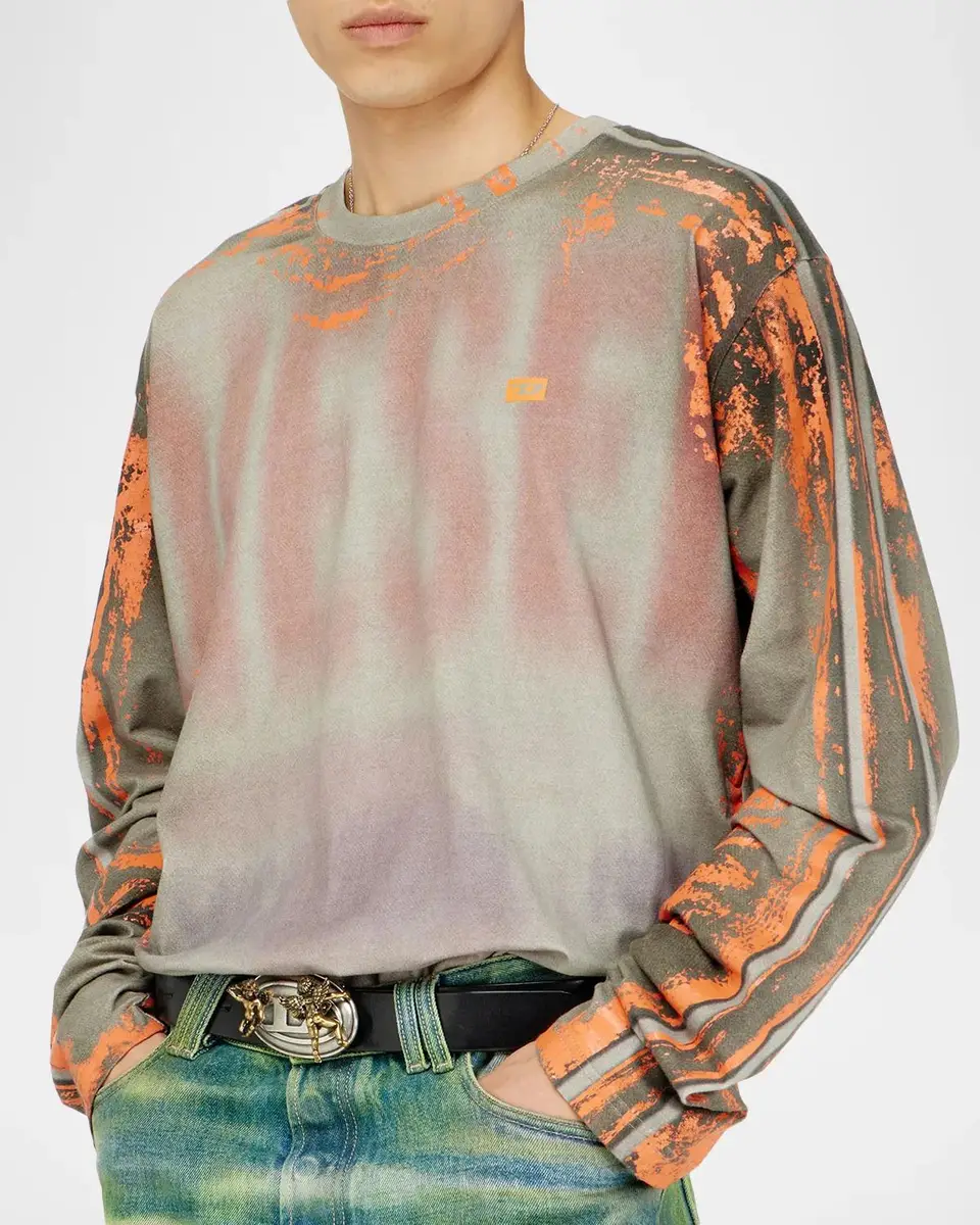 Diesel Men's Filmy Long-Sleeve Cotton Jersey T-Shirt | Thumbnail 4