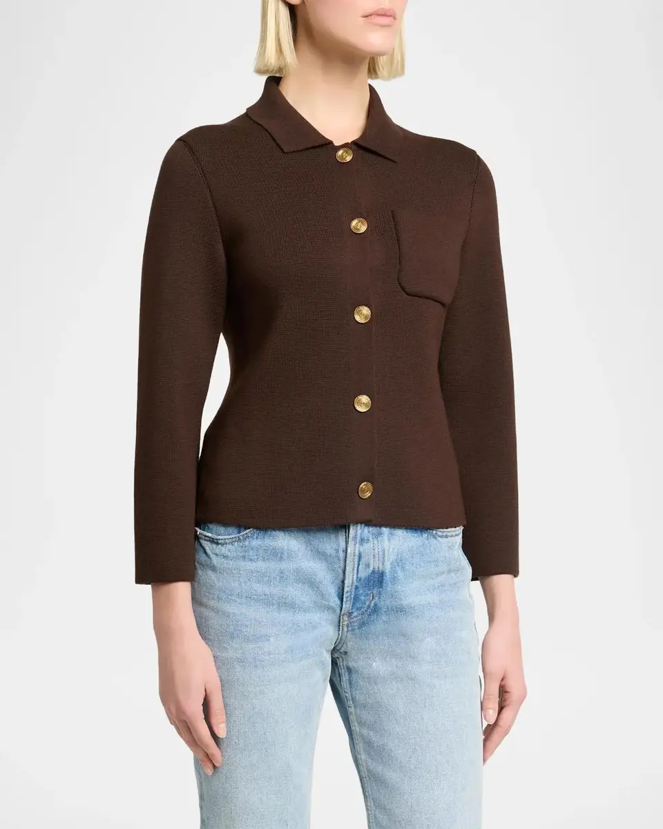 Saint Laurent Wool Polo Cardigan | Thumbnail 4