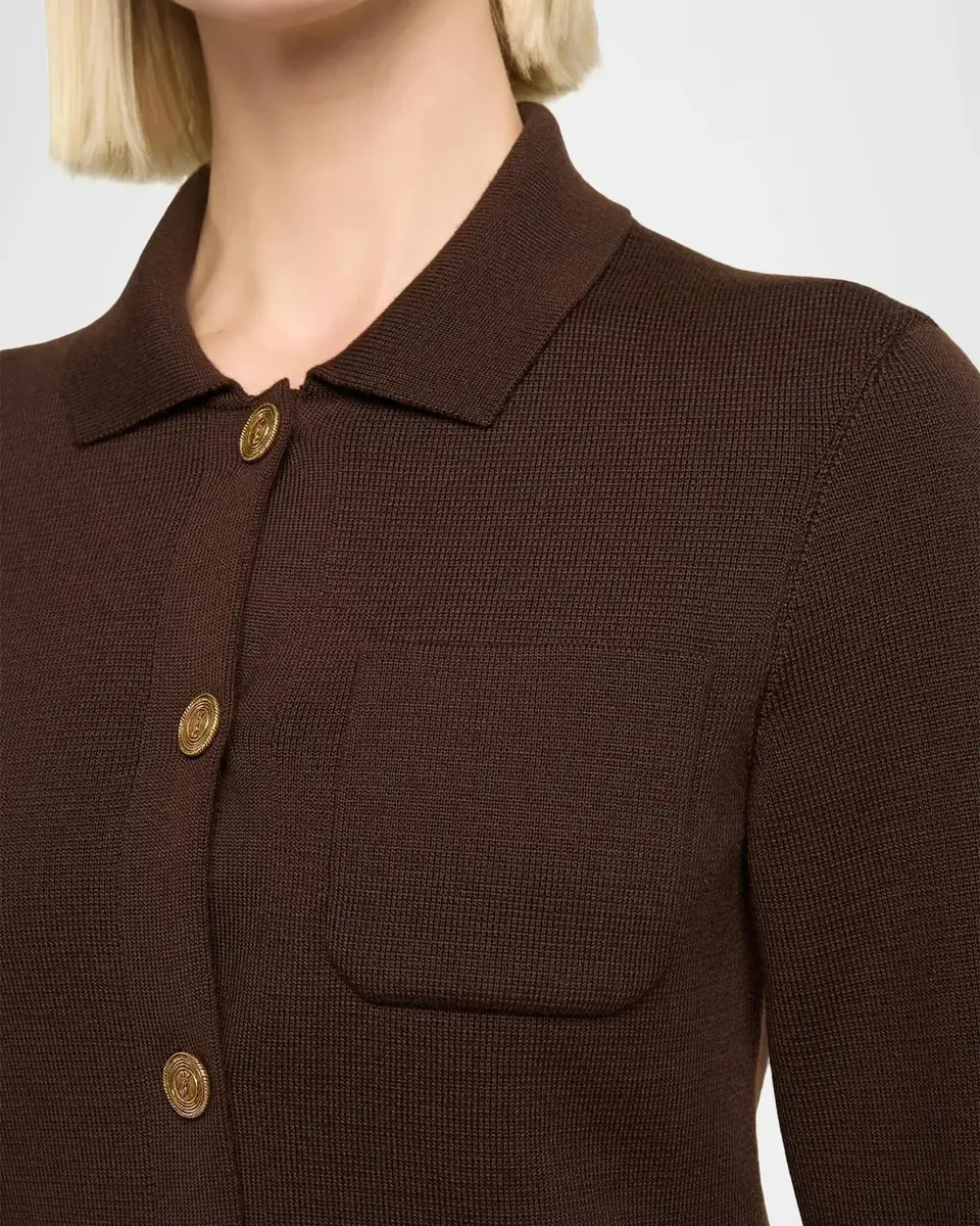 Saint Laurent Wool Polo Cardigan | Thumbnail 5