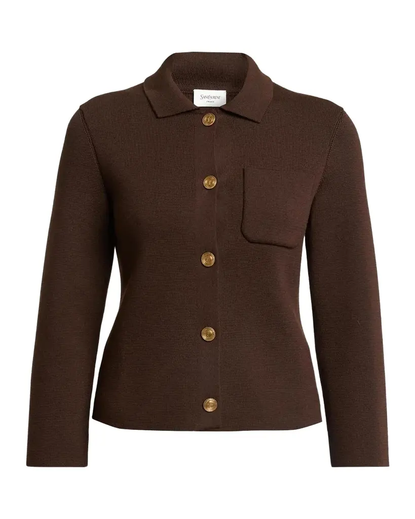 Saint Laurent Wool Polo Cardigan