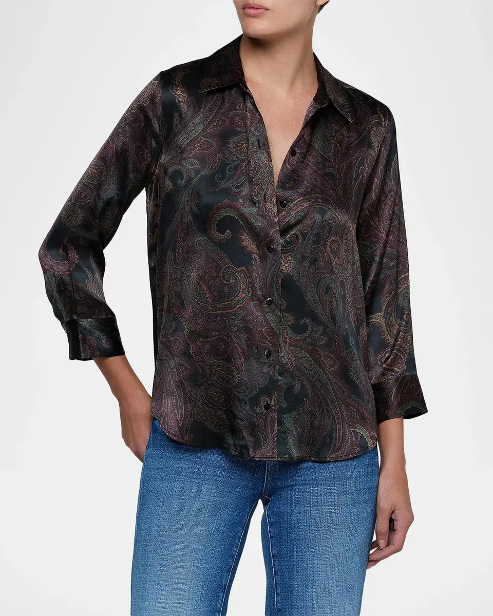 L'Agence Dani Paisley Silk 3/4 Sleeve Blouse | Thumbnail 4 L'Agence Dani Paisley Silk 3/4 Sleeve Blouse | Thumbnail 4
