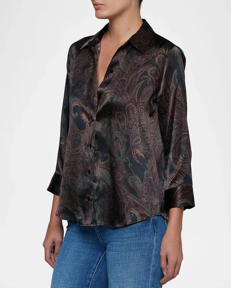 L'Agence Dani Paisley Silk 3/4 Sleeve Blouse | Thumbnail 5 L'Agence Dani Paisley Silk 3/4 Sleeve Blouse | Thumbnail 5