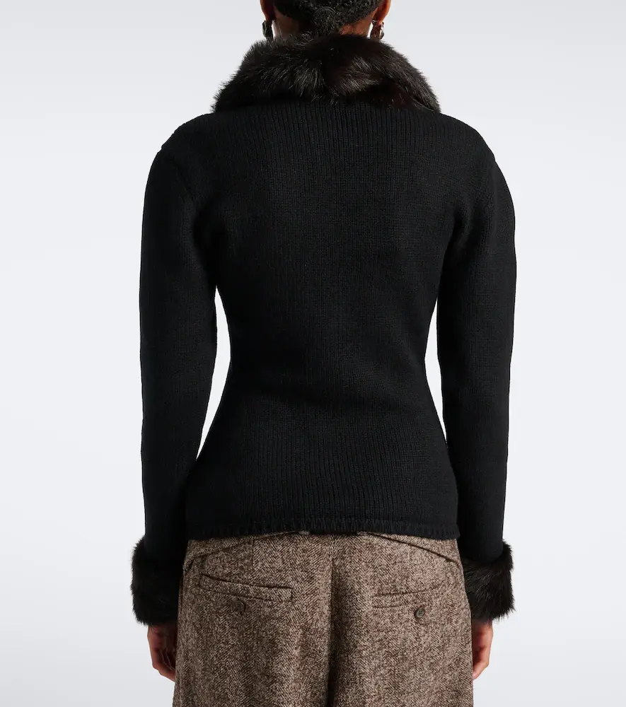 Magda Butrym Shearling-trimmed wool and cashmere cardigan | Thumbnail 2