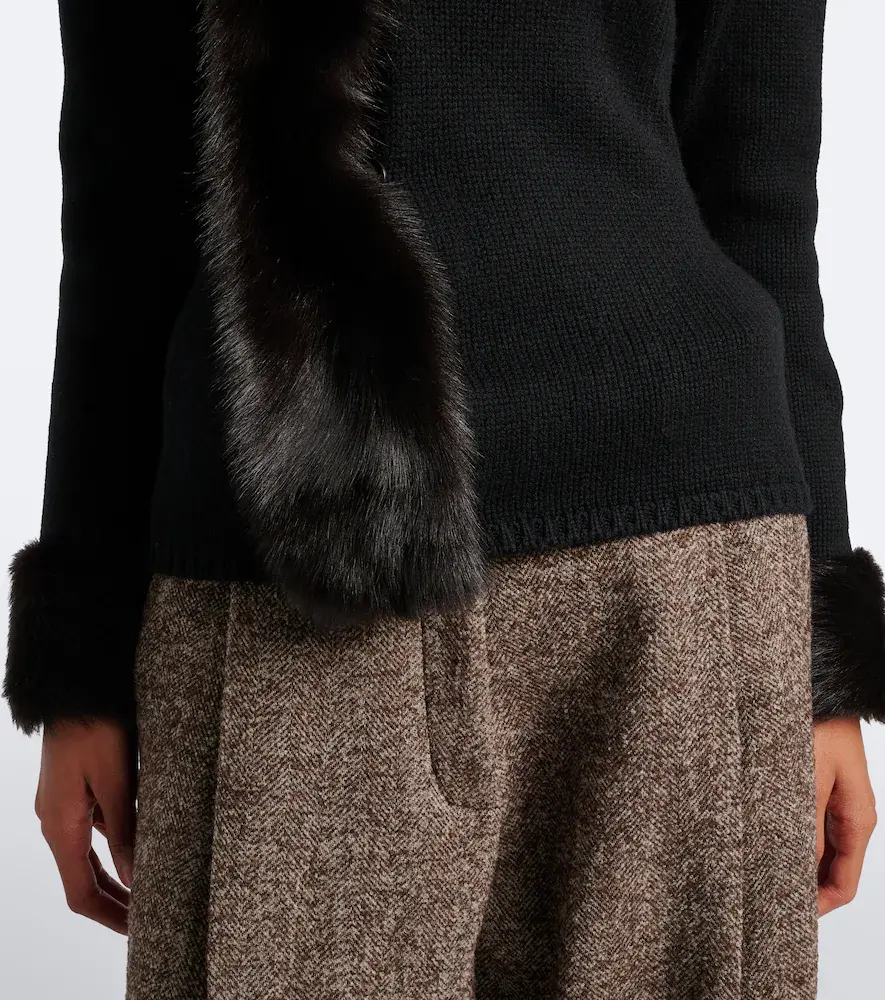 Magda Butrym Shearling-trimmed wool and cashmere cardigan | Thumbnail 4