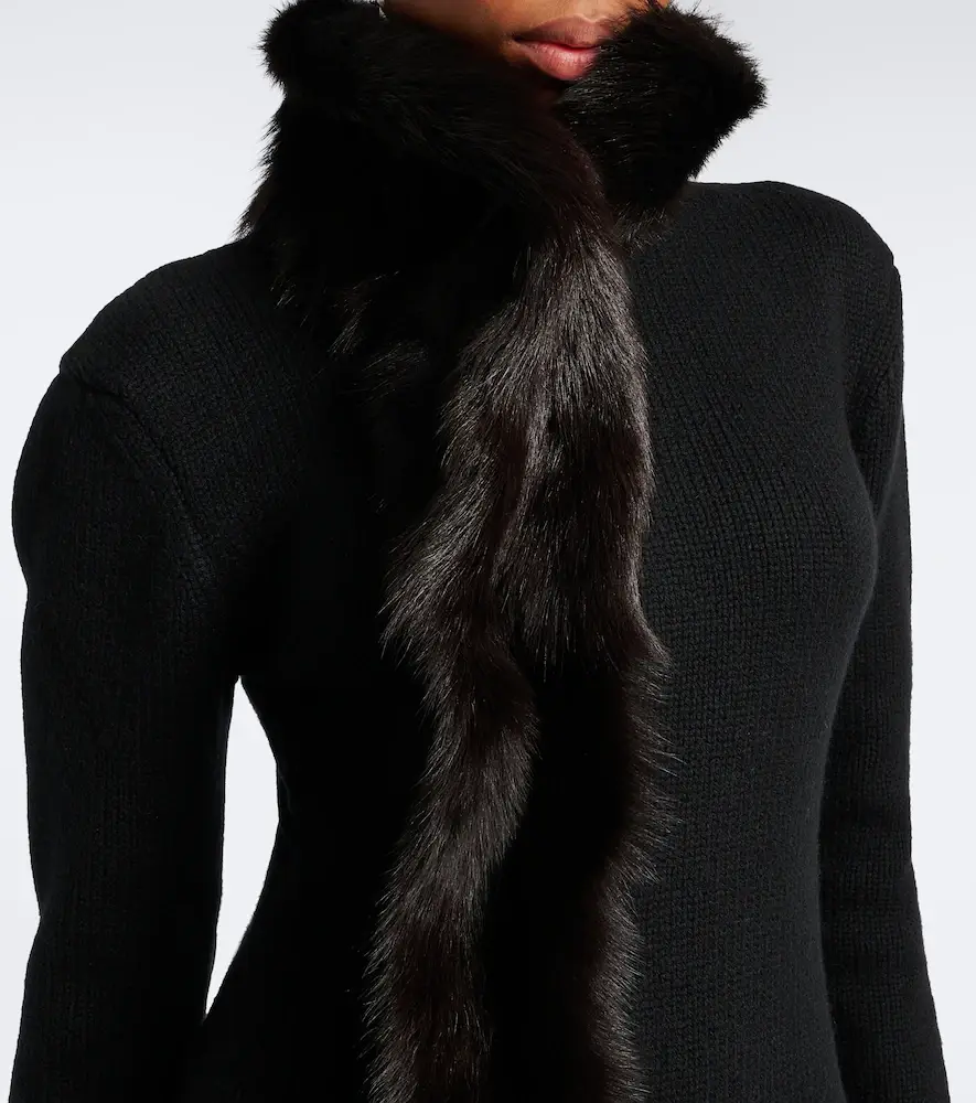 Magda Butrym Shearling-trimmed wool and cashmere cardigan | Thumbnail 6