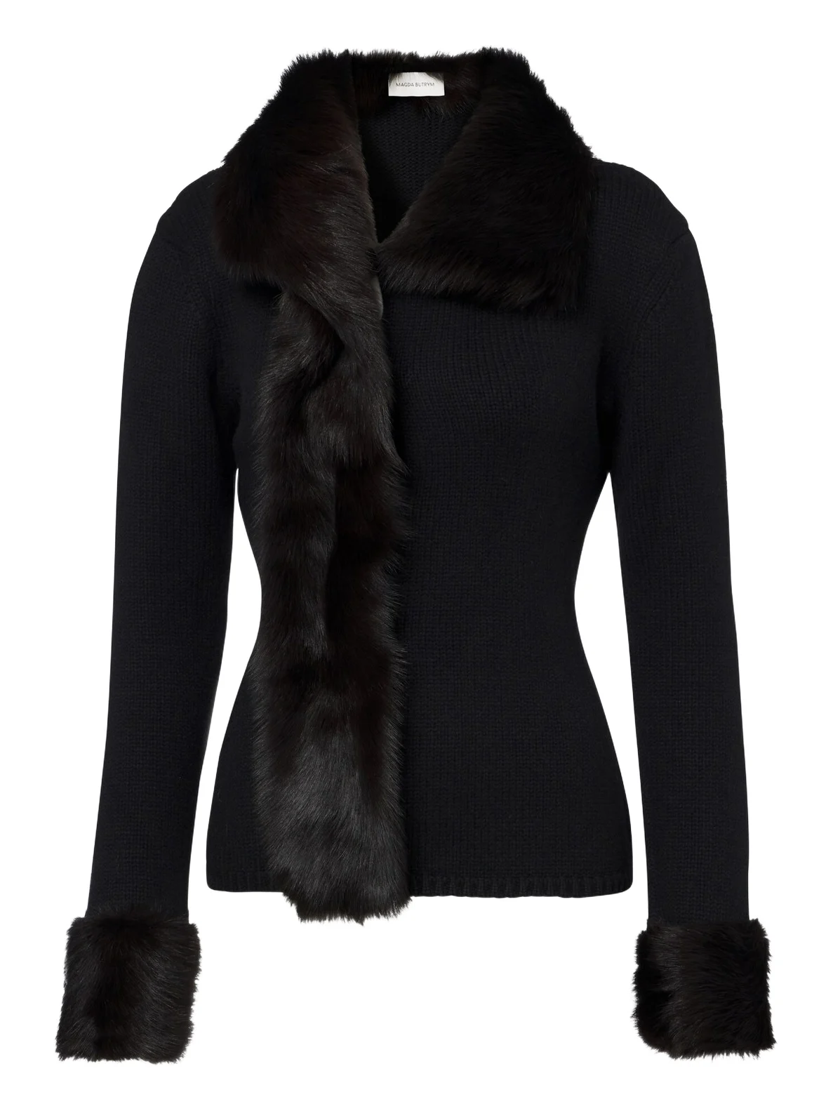 Shearling-trimmed wool and cashmere cardigan