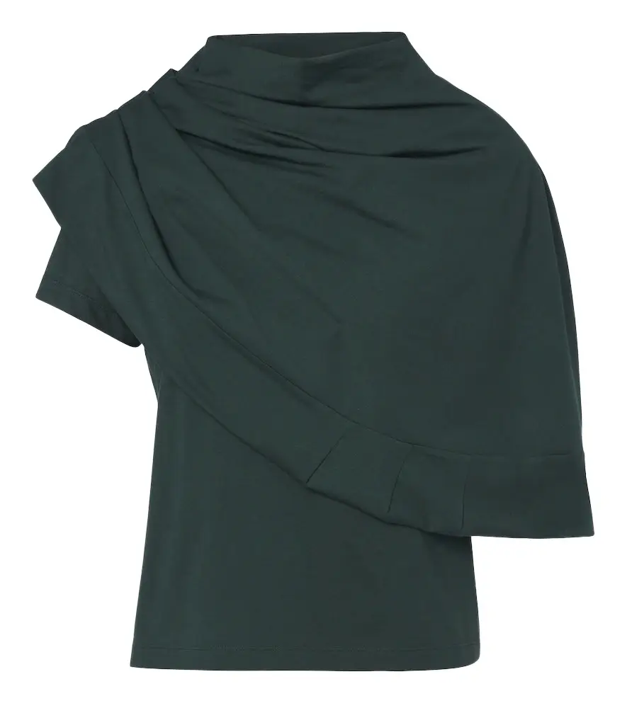 Draped cotton-blend jersey top and scarf set Draped cotton-blend jersey top and scarf set