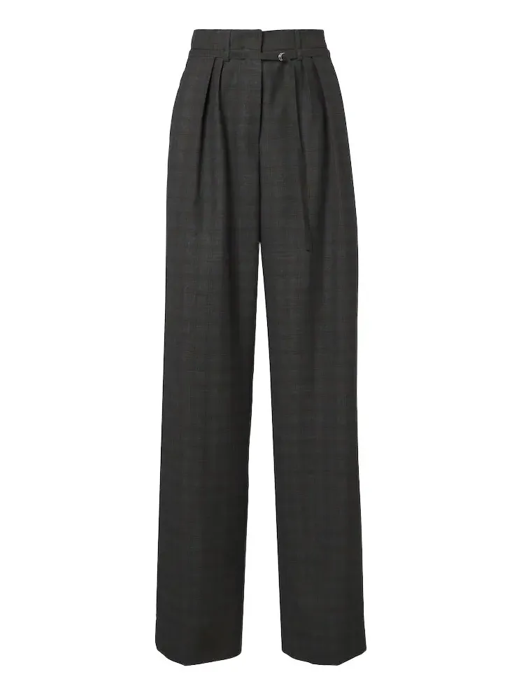 Dries Van Noten Checked pleated wool wide-leg pants