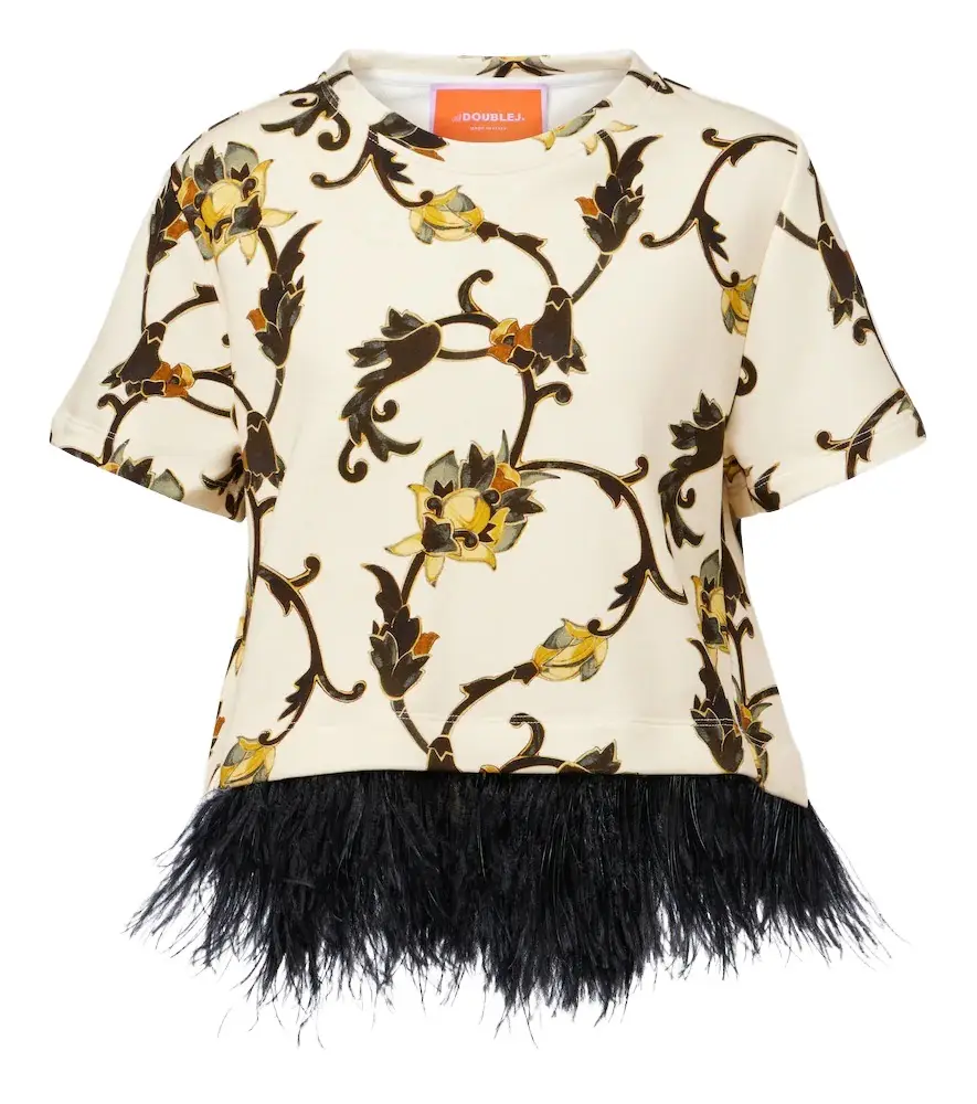 La Scala fringed printed cotton T-shirt La Scala fringed printed cotton T-shirt