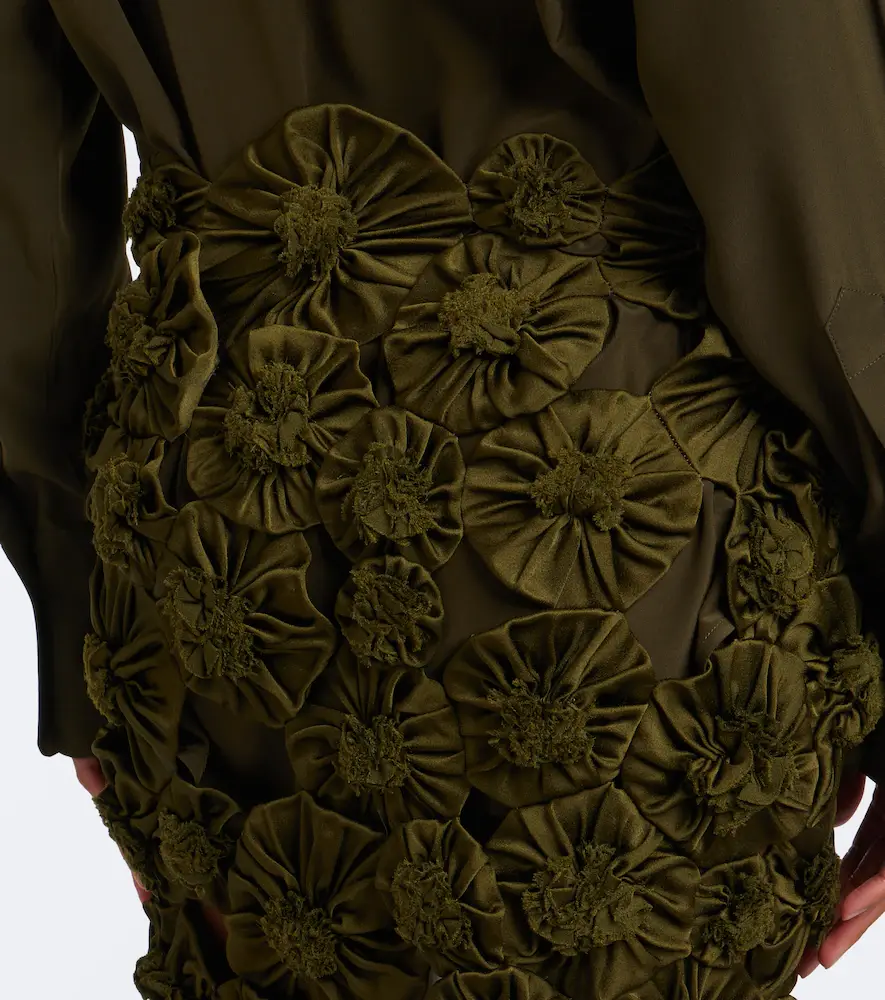 Victoria Beckham Floral-appliqué satin midi skirt | Thumbnail 3 Victoria Beckham Floral-appliqué satin midi skirt | Thumbnail 3