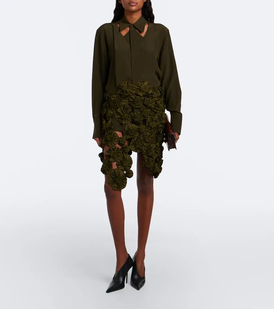 Victoria Beckham Floral-appliqué satin midi skirt | Thumbnail 4 Victoria Beckham Floral-appliqué satin midi skirt | Thumbnail 4