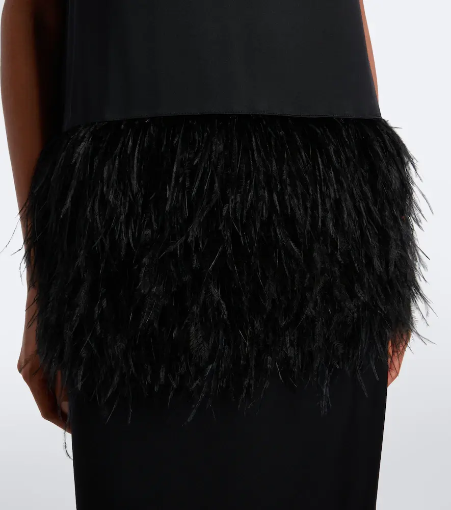 Loulou de Saison Sonia feather-trimmed midi dress | Thumbnail 3 Loulou de Saison Sonia feather-trimmed midi dress | Thumbnail 3