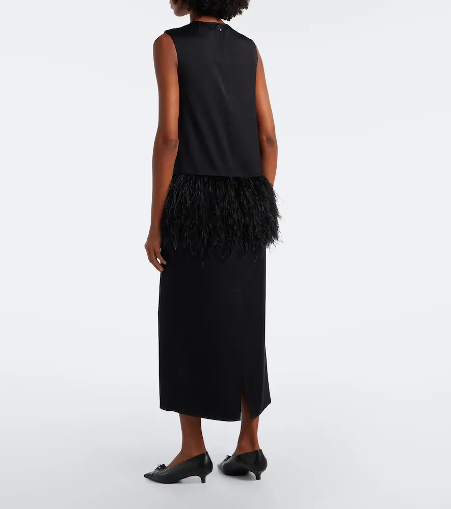 Loulou de Saison Sonia feather-trimmed midi dress | Thumbnail 6 Loulou de Saison Sonia feather-trimmed midi dress | Thumbnail 6