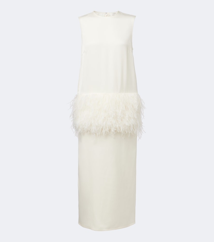 Loulou de Saison Sonia feather-trimmed midi dress
