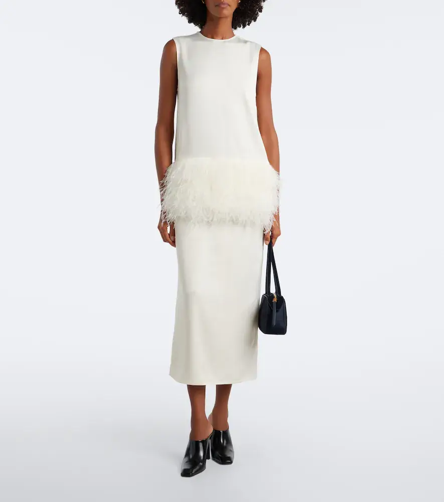Loulou de Saison Sonia feather-trimmed midi dress | Thumbnail 2 Loulou de Saison Sonia feather-trimmed midi dress | Thumbnail 2