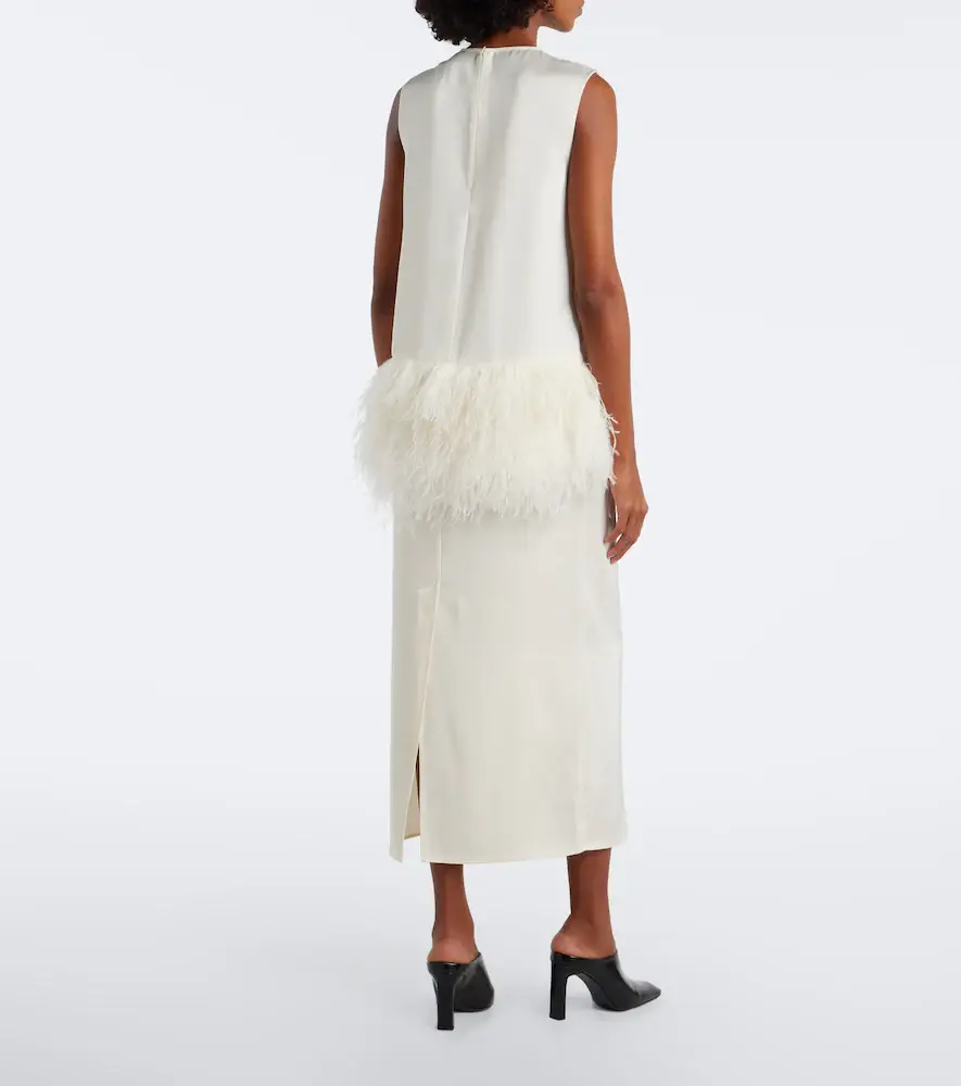 Loulou de Saison Sonia feather-trimmed midi dress | Thumbnail 5 Loulou de Saison Sonia feather-trimmed midi dress | Thumbnail 5