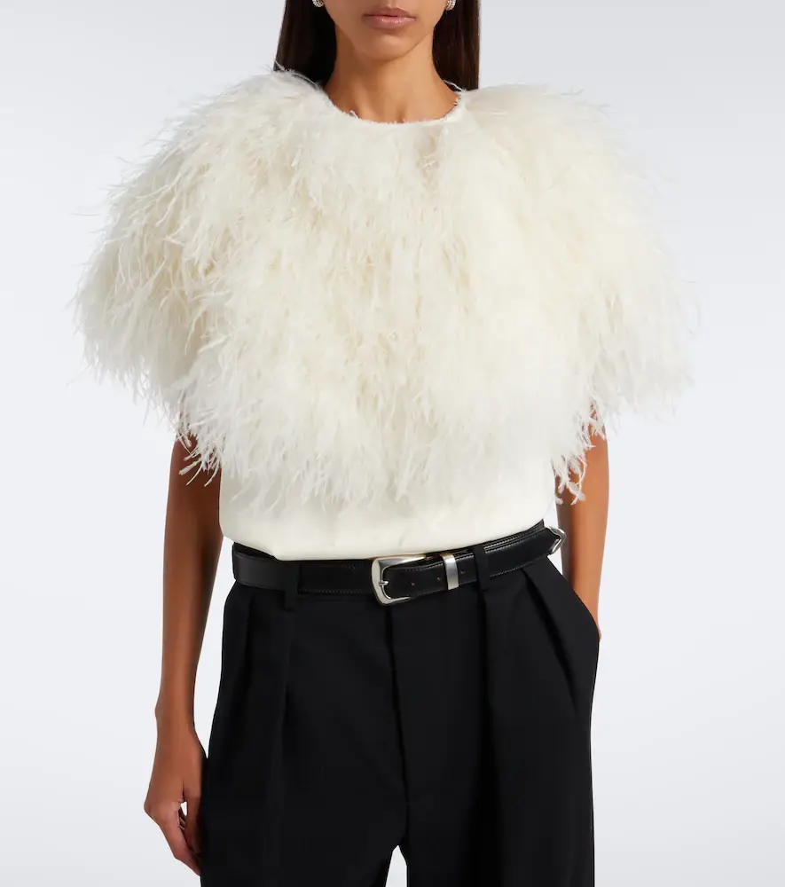 Loulou de Saison Iona feather-trimmed top | Thumbnail 4
