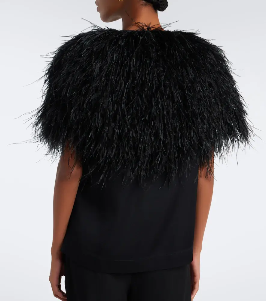 Loulou de Saison Iona feather-trimmed top | Thumbnail 2