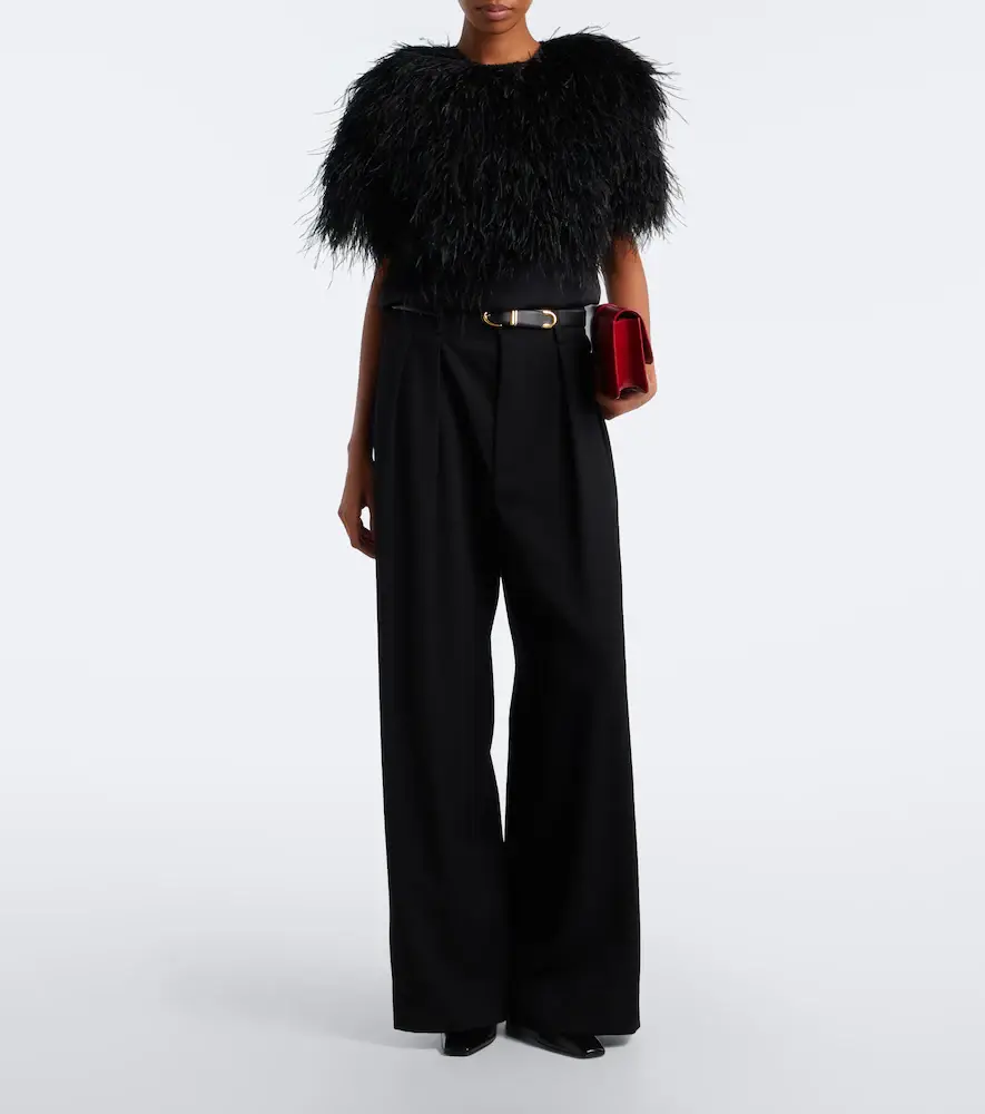 Loulou de Saison Iona feather-trimmed top | Thumbnail 4