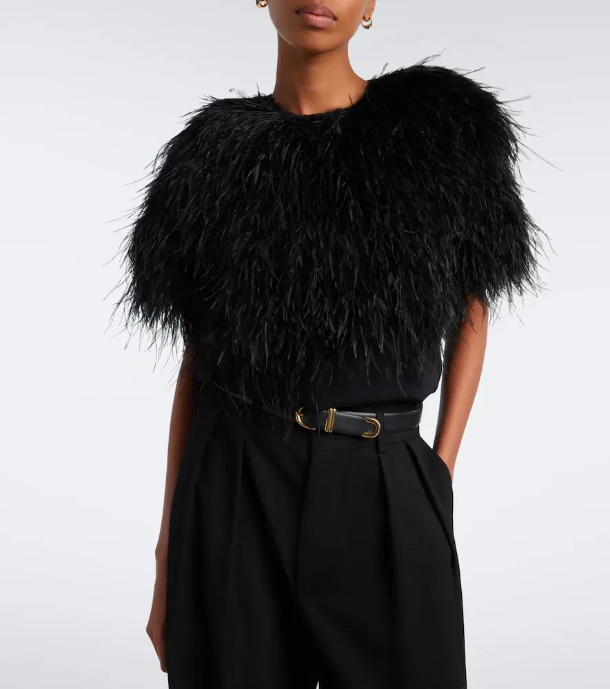 Loulou de Saison Iona feather-trimmed top | Thumbnail 5