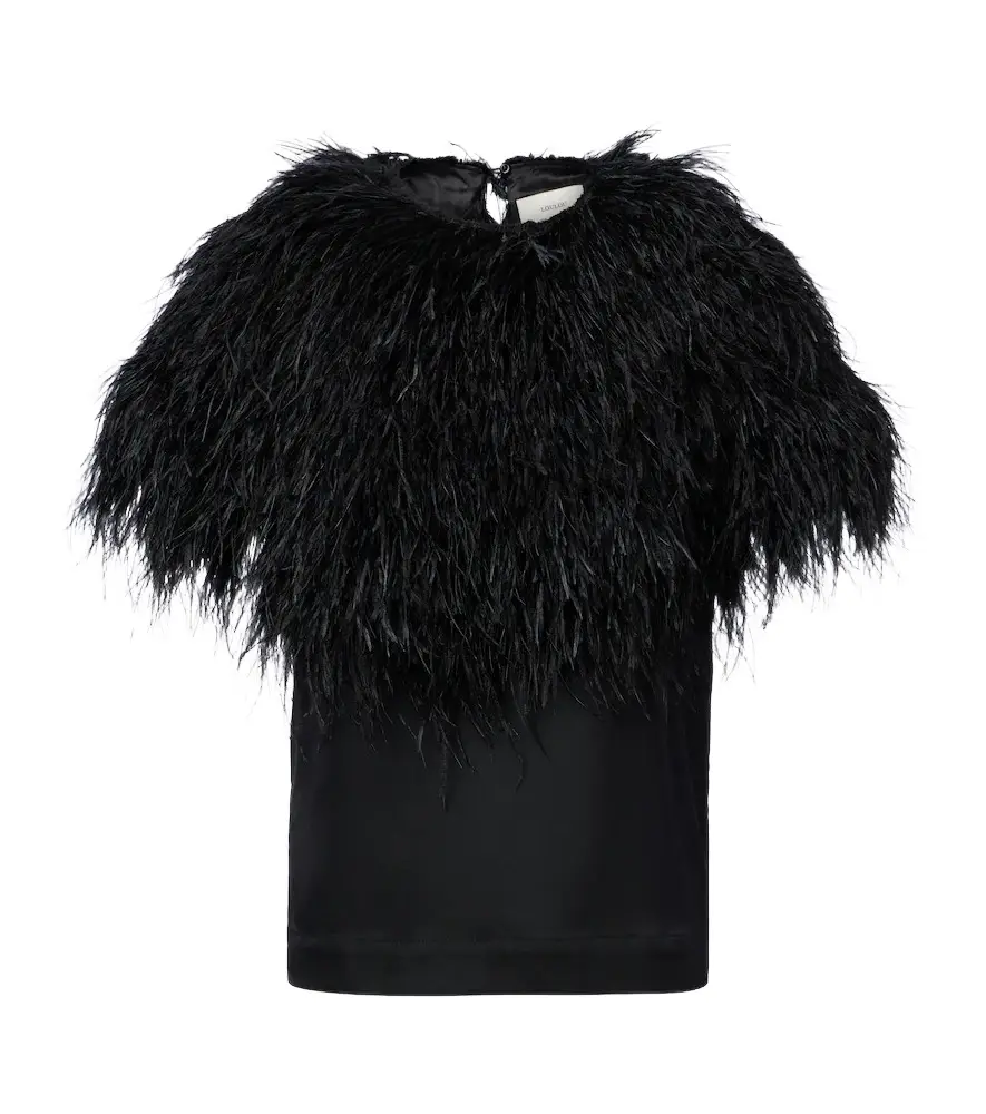 Loulou de Saison Iona feather-trimmed top