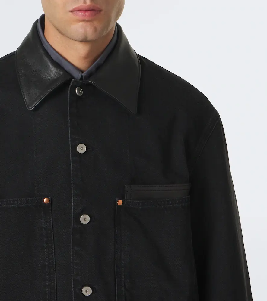 Lemaire Leather-trimmed denim overshirt | Thumbnail 5 Lemaire Leather-trimmed denim overshirt | Thumbnail 5